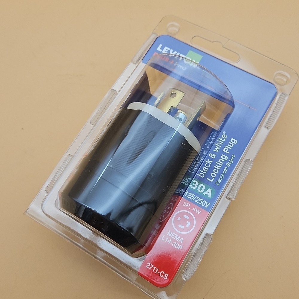 Leviton Plus Pro 30amp 125/250 Volt Locking Plugs Black & White NEW Lot Of 3 - Picture 2 of 5
